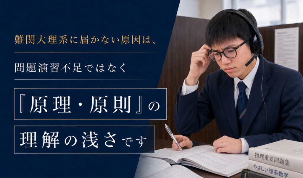 難関大理系に届かない原因は、問題演習不足ではなく原理・原則の理解の浅さです