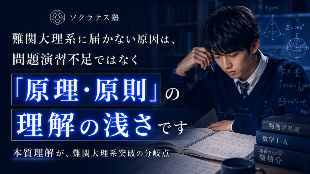難関大理系に届かない原因は、問題演習不足ではなく原理・原則の理解の浅さです